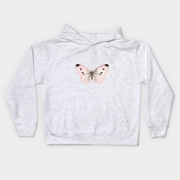 Butterfly flutter - soft peach Kids Hoodie by peggieprints